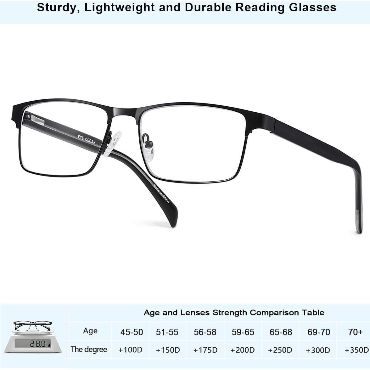 Gafas de lectura EYECEDAR 4-Pack Hombres 2.5 Dioptrías Negro