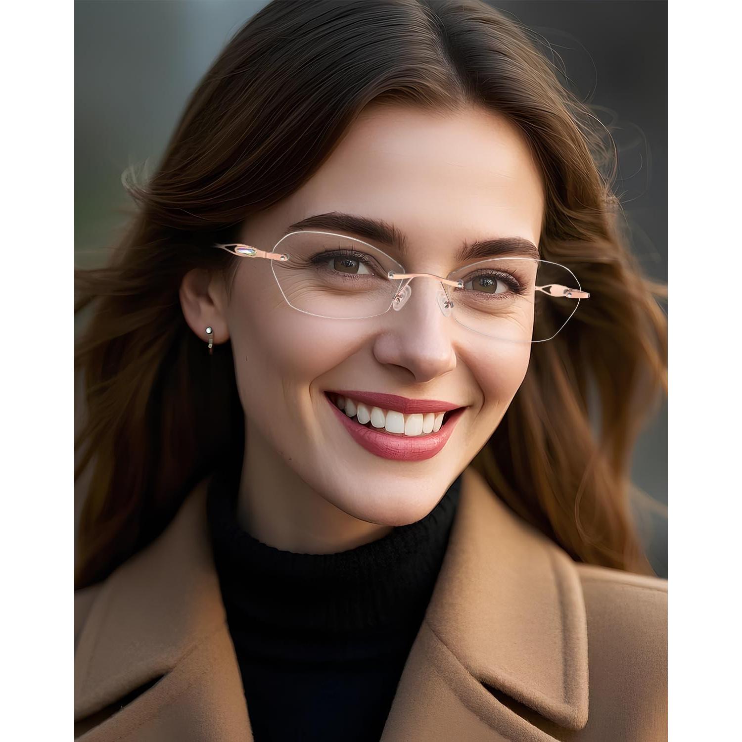 Gafas de Lectura LUFF Sin Montura Rosa 1.5x Anti Luz Azul