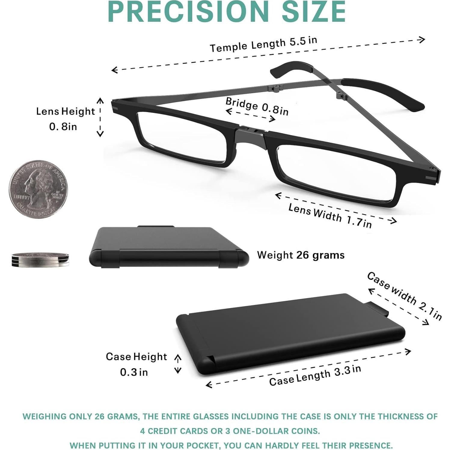 Gafas de Lectura Plegables 1.5x Marca EMS - Estuche Compacto