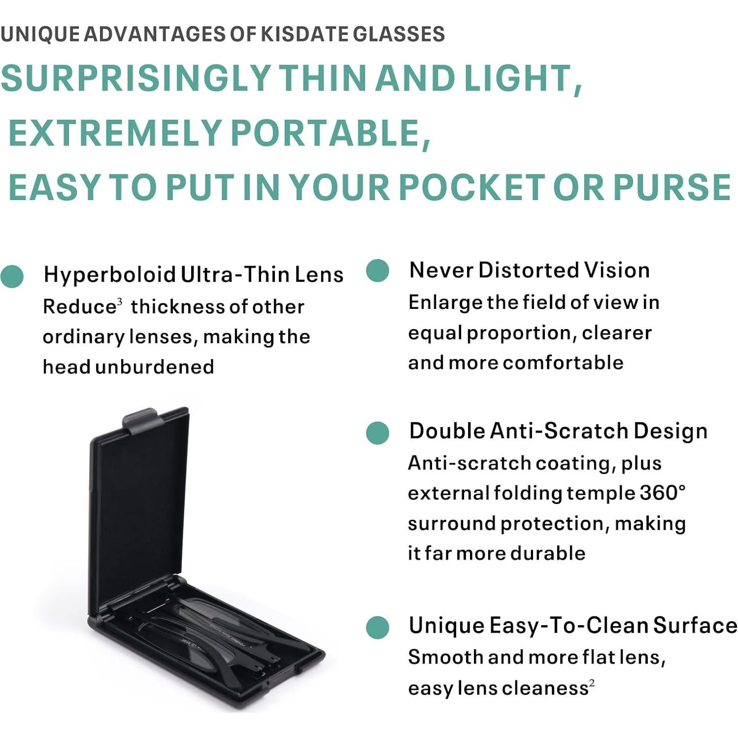 Gafas de Lectura Plegables 1.5x Marca EMS - Estuche Compacto