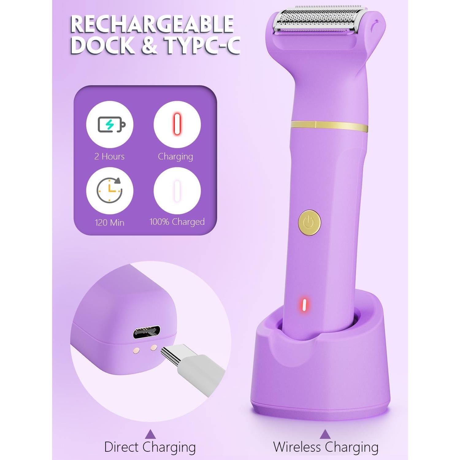 Recortadora de Bikini Eléctrica Tiovara IPX7 3 en 1 para Mujeres