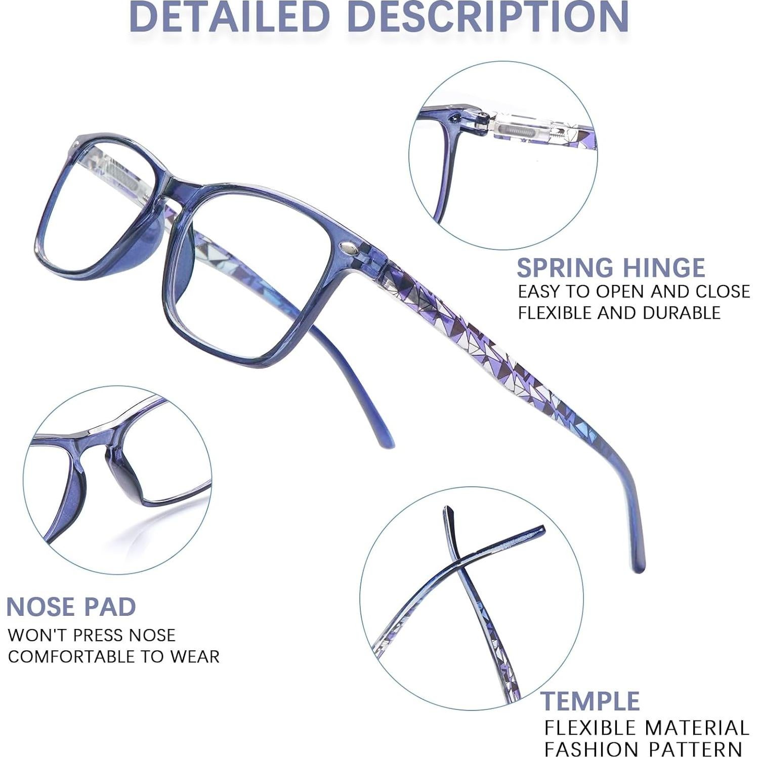 Paquete de 4 Gafas Progresivas BONCAMOR 1.75 Anti Luz Azul