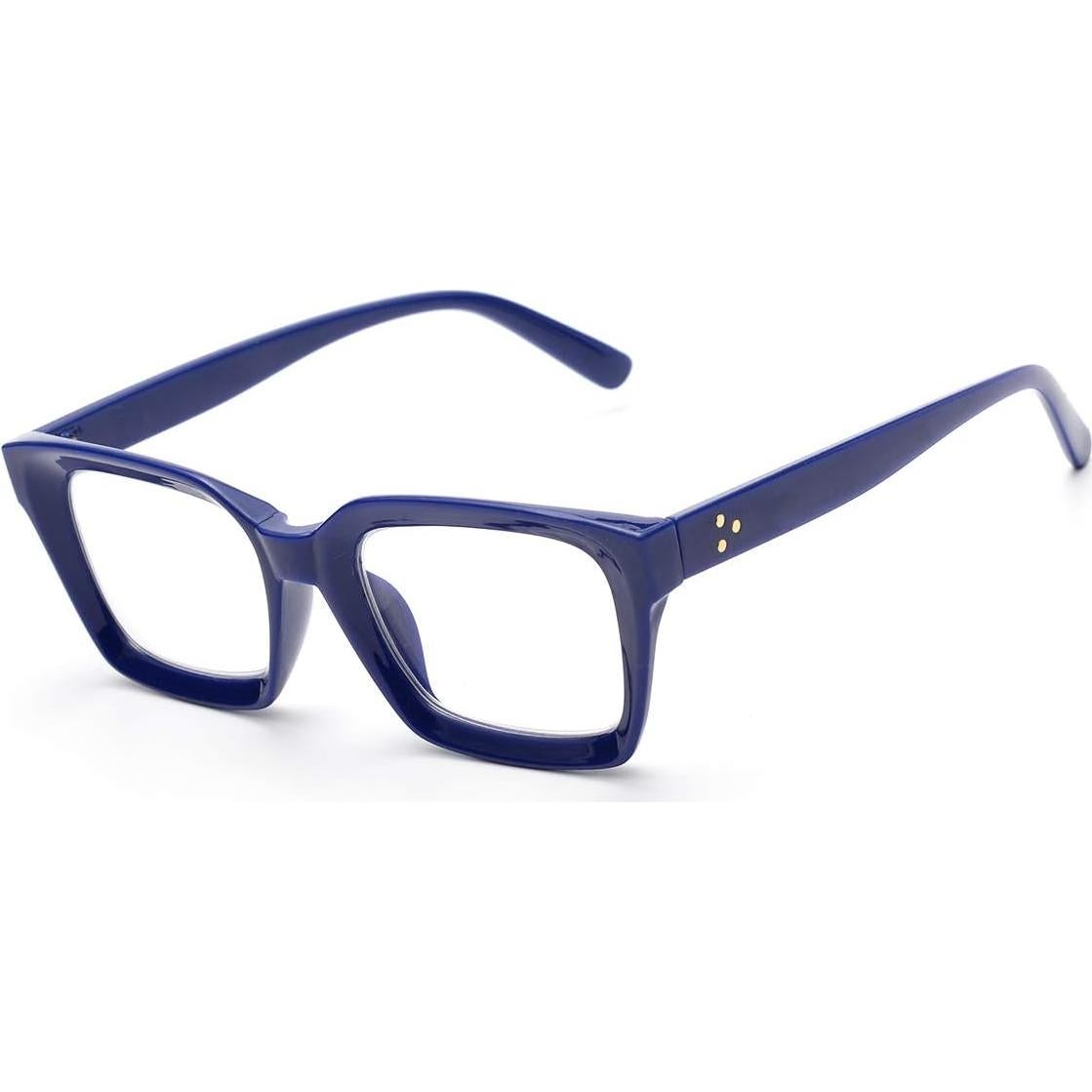 Gafas de Lectura ZUVGEES Retro 50mm Montura Grande Azul