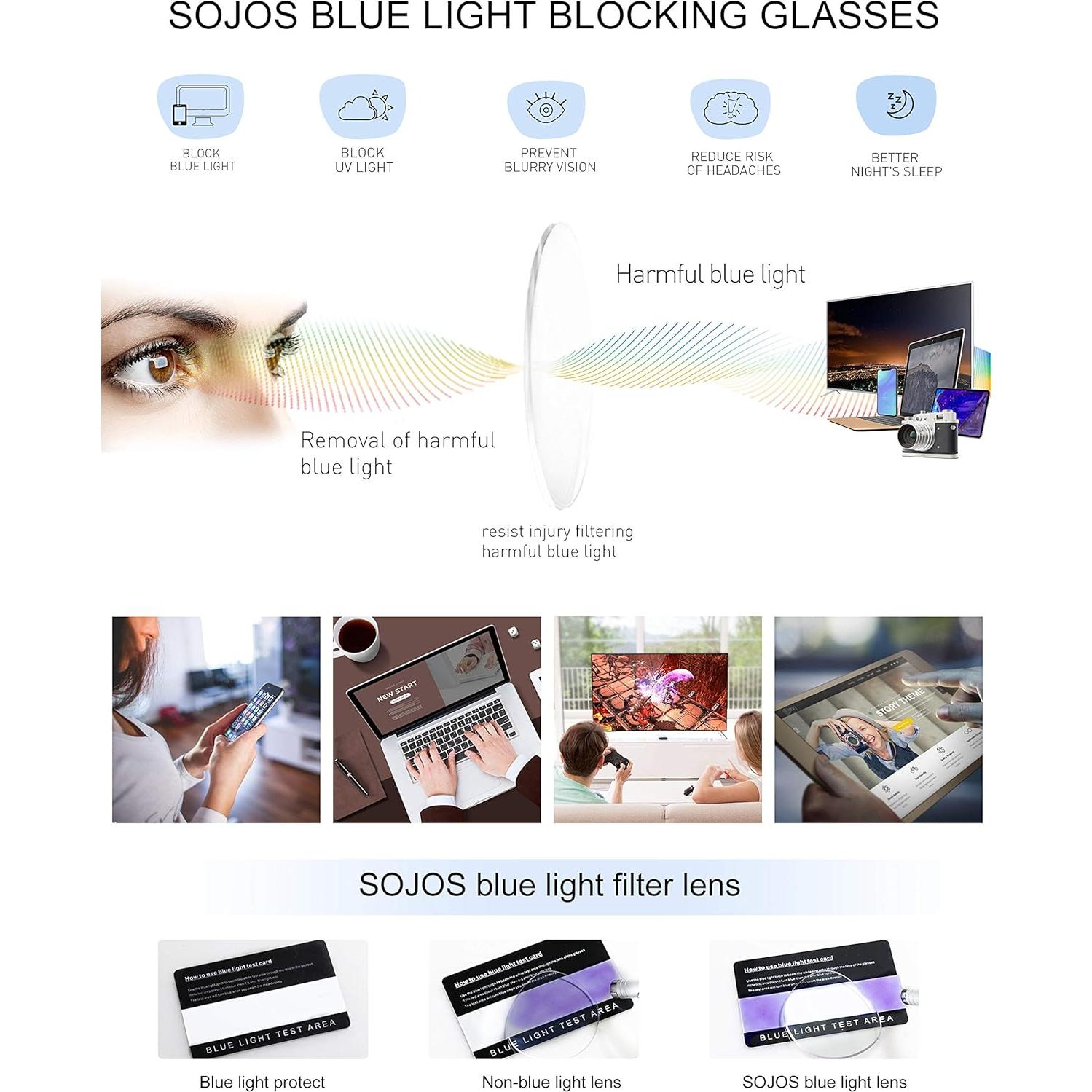 Gafas de aviador SOJOS SJ5098 con bloqueo luz azul unisex