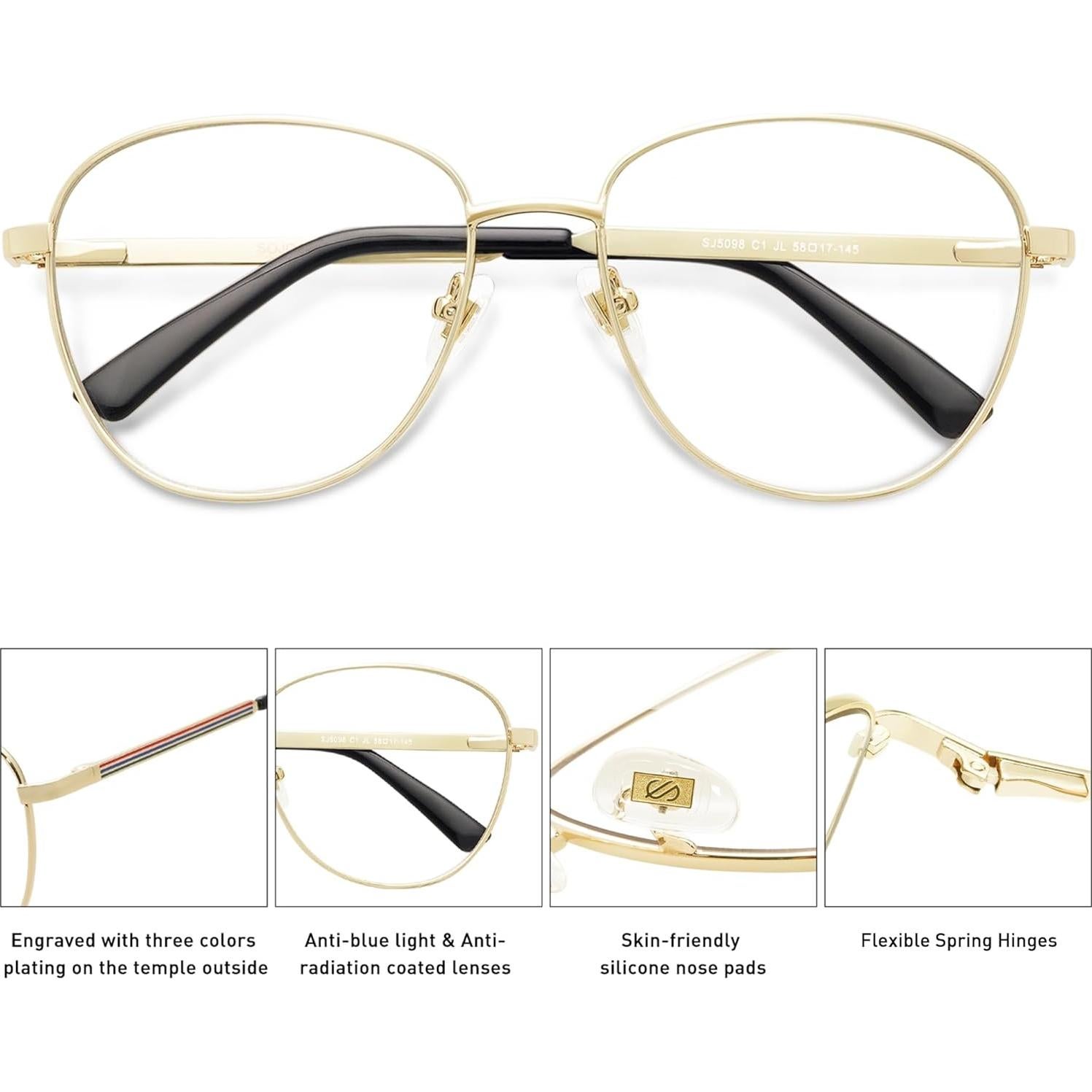 Gafas de aviador SOJOS SJ5098 con bloqueo luz azul unisex