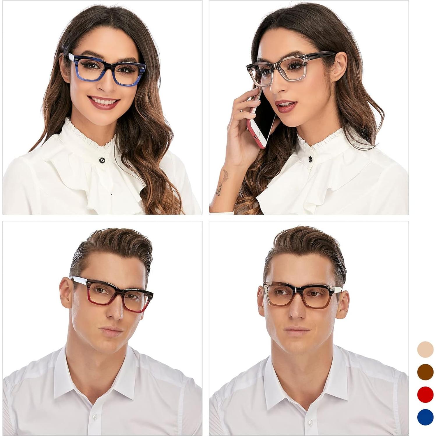 Gafas de lectura AQWANO 4 pares bloqueo luz azul 1.25x