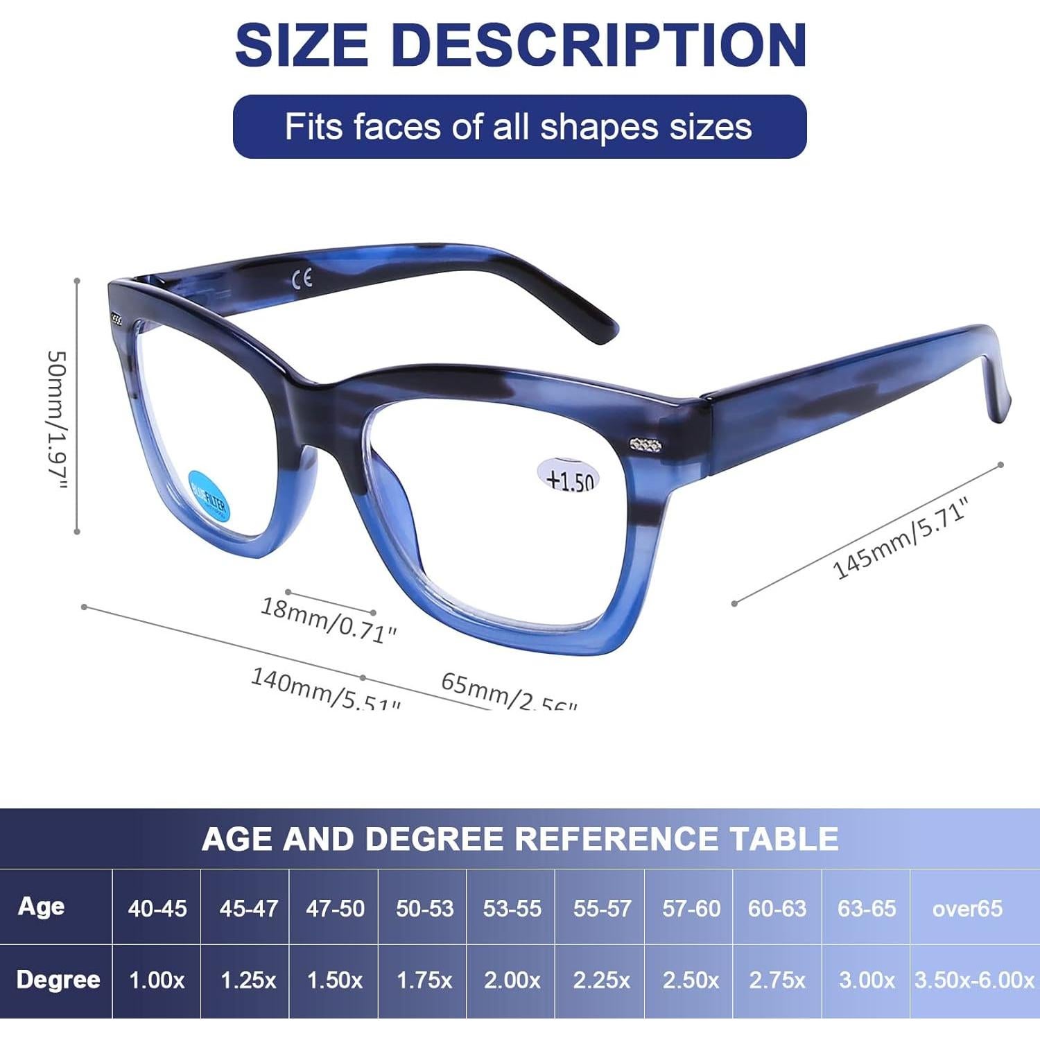 Gafas de lectura AQWANO 4 pares bloqueo luz azul 1.25x