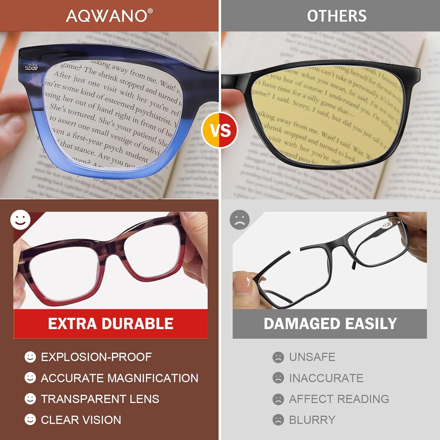 Gafas de lectura AQWANO 4 pares bloqueo luz azul 1.25x