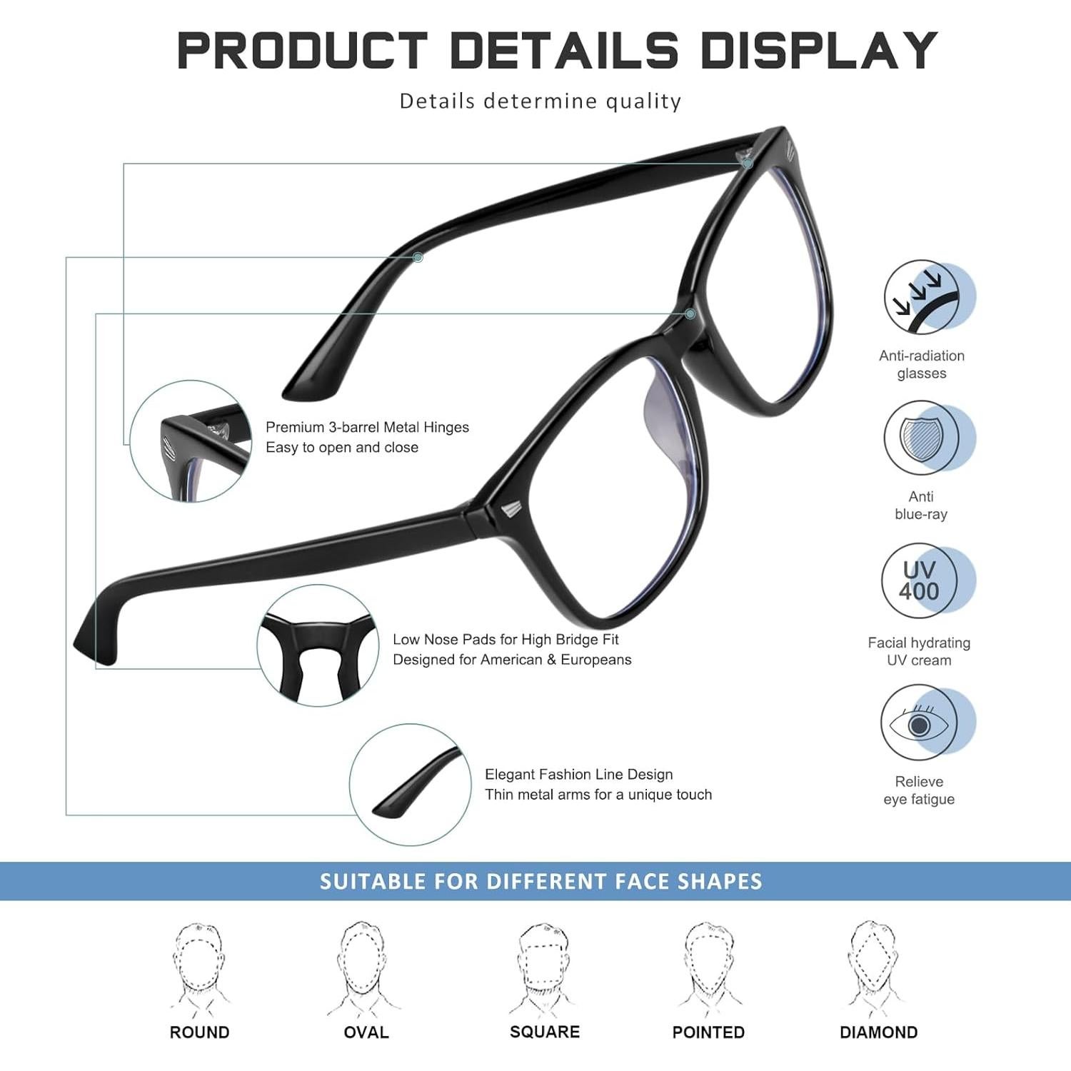 Paquete de 5 Gafas de Lectura Multicolor 1.75x UV