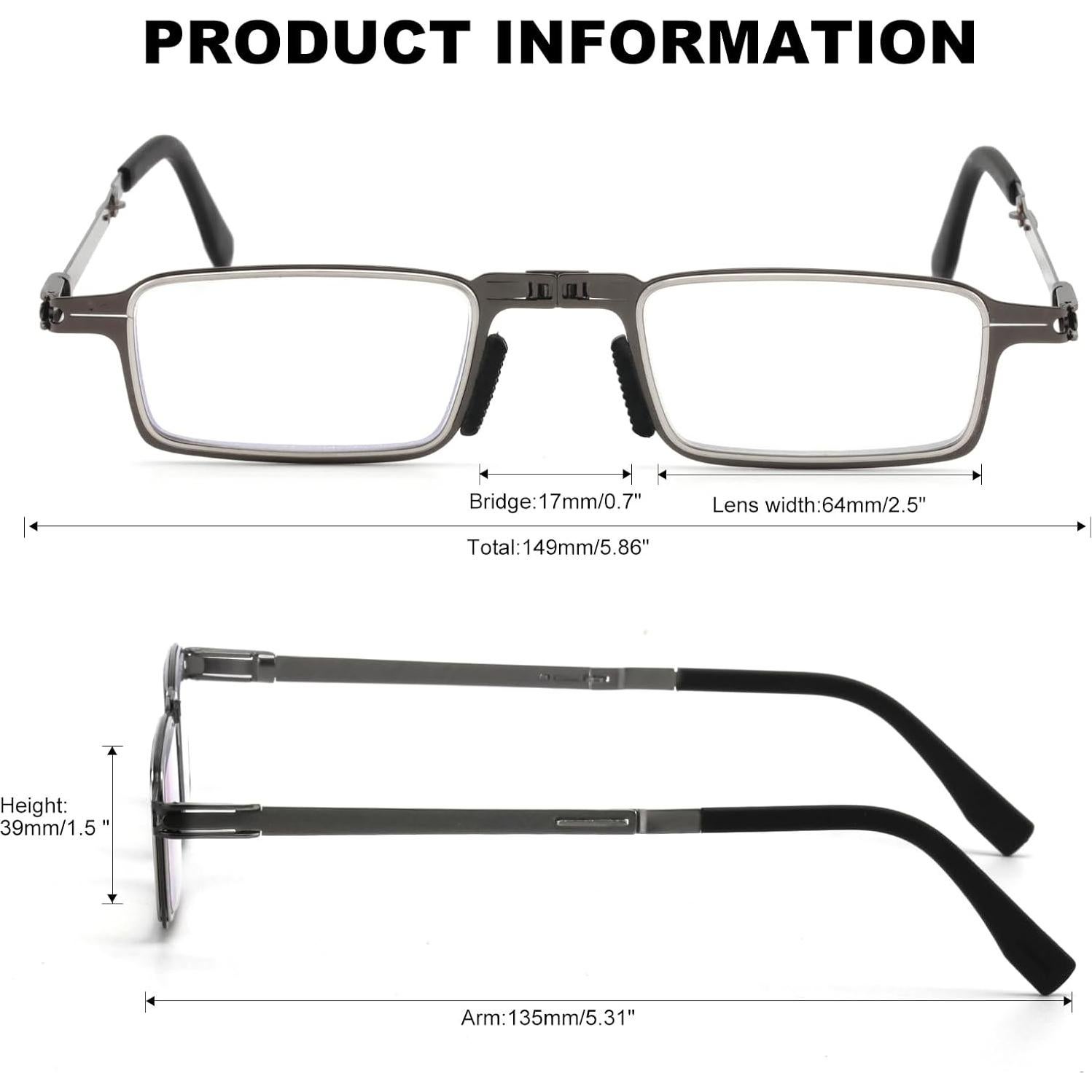 Gafas de lectura plegables SKYOLUY 2.0x con estuche negro