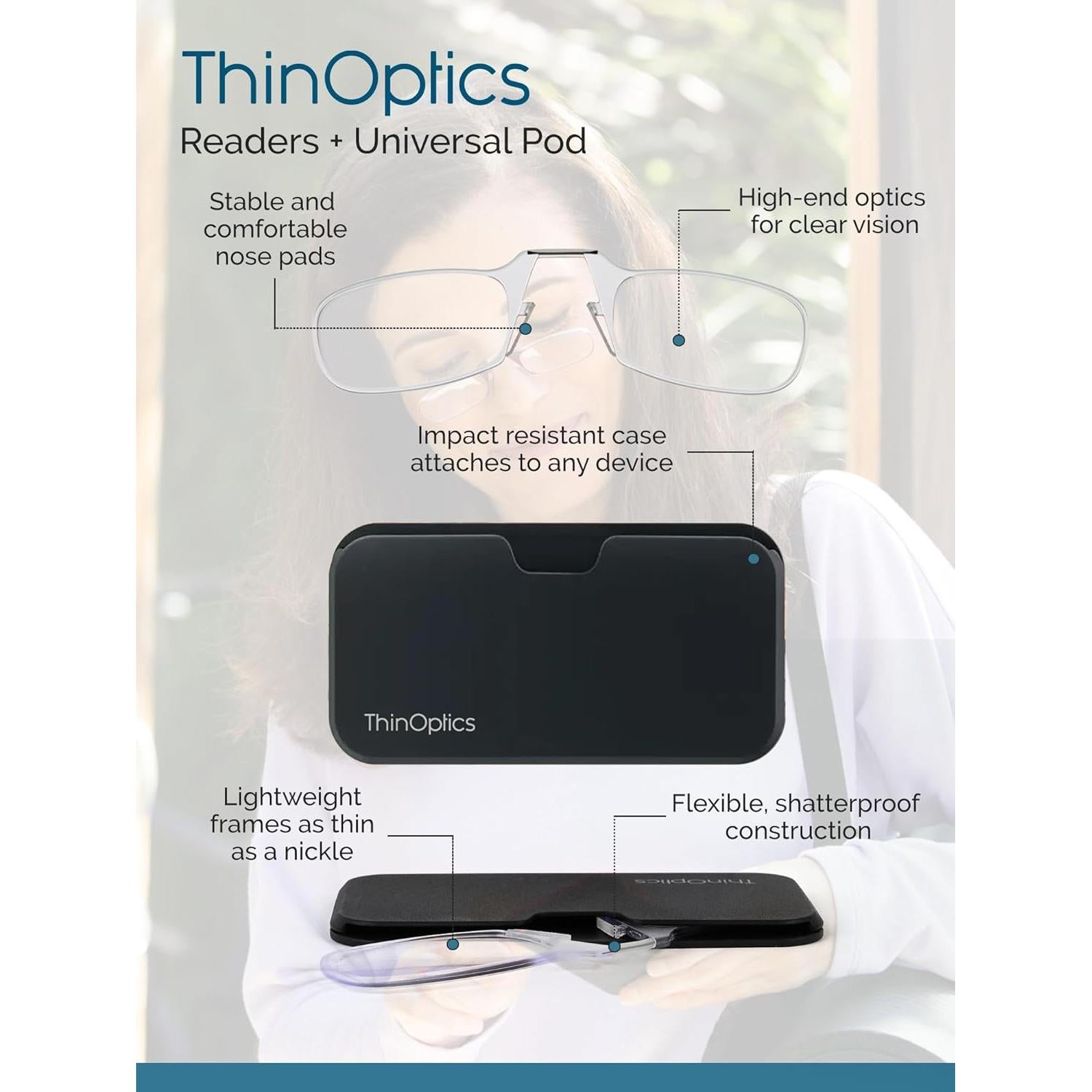 Gafas de lectura ThinOptics con estuche negro 2.5x