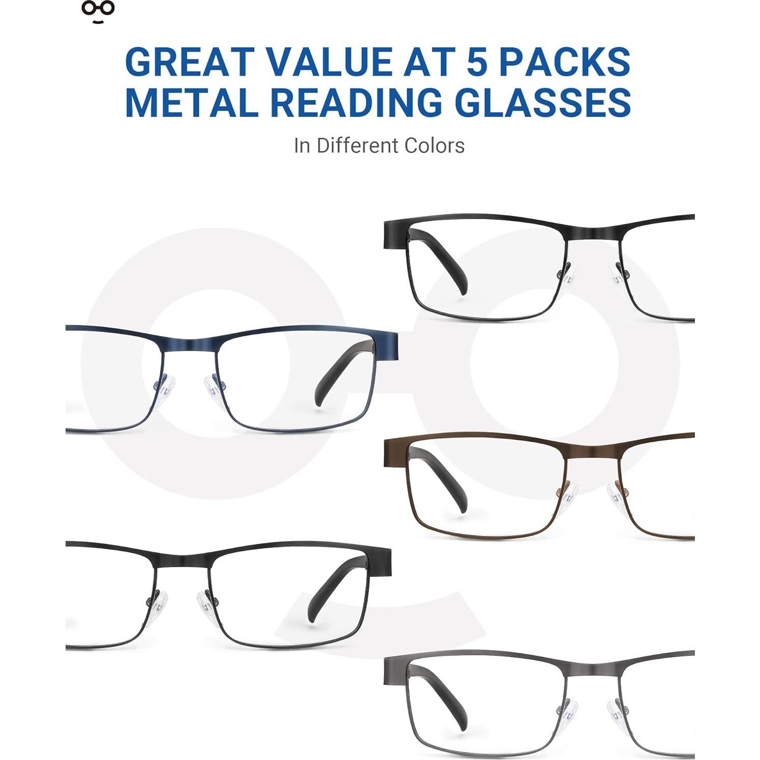 5 Gafas de Lectura JOLISU 1.5x Bloqueo Luz Azul Metal