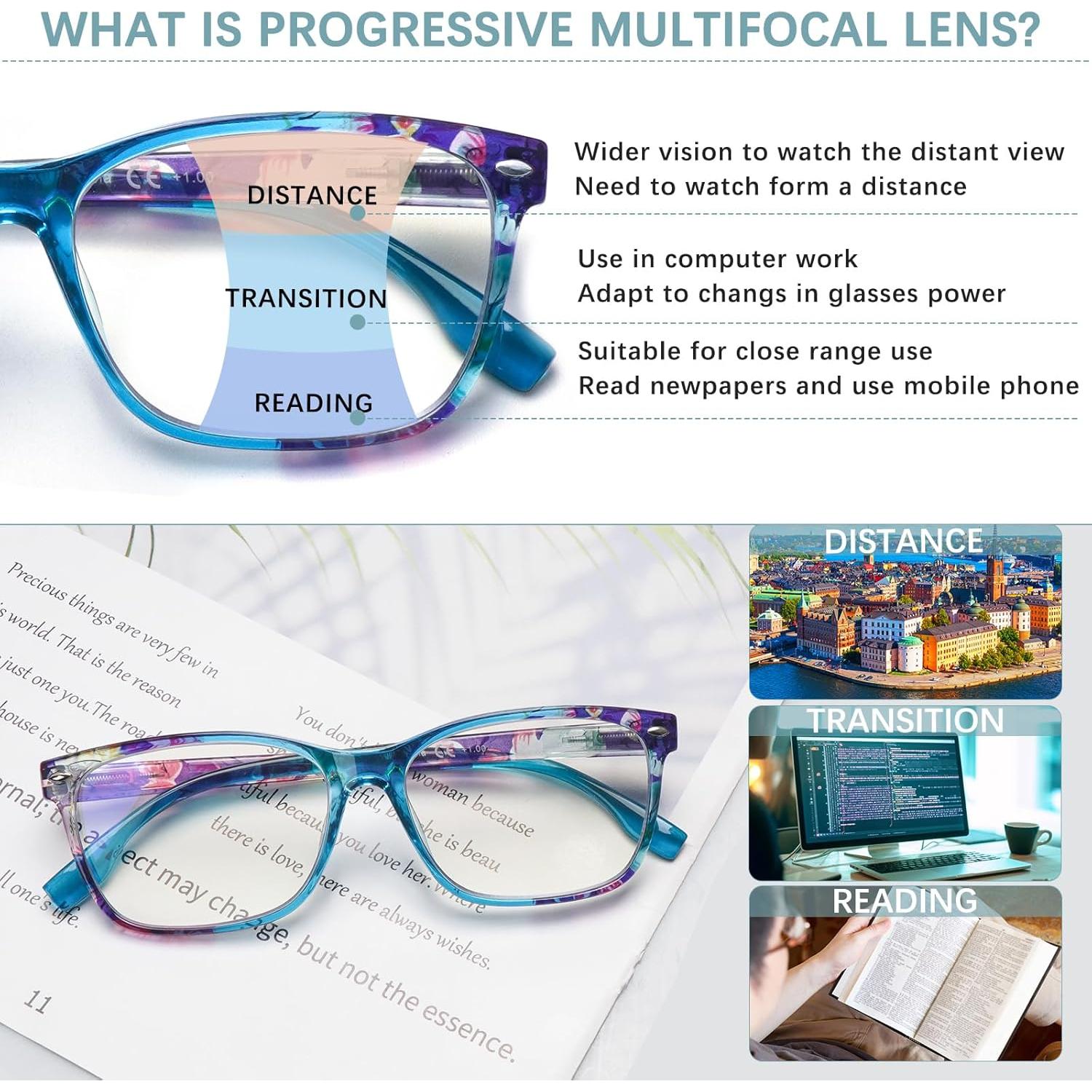 Gafas de Lectura Multifocales CLASAGA con Luz Azul 1.5x