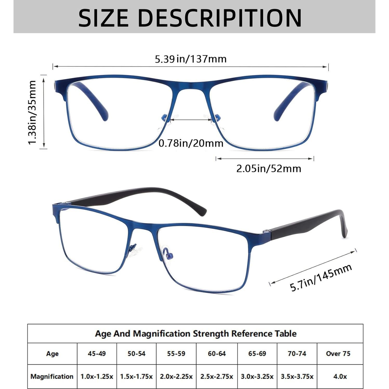 Paquete de 4 Gafas de Lectura WAN HAO KANG +2.0 Luz Azul