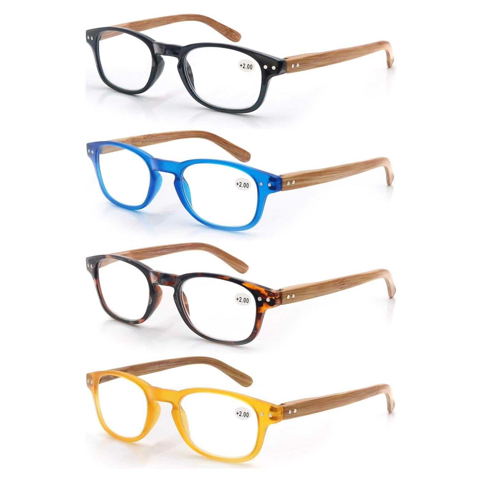 Gafas de Lectura MODFANS 4 Paquetes Estilo Madera 1.25x