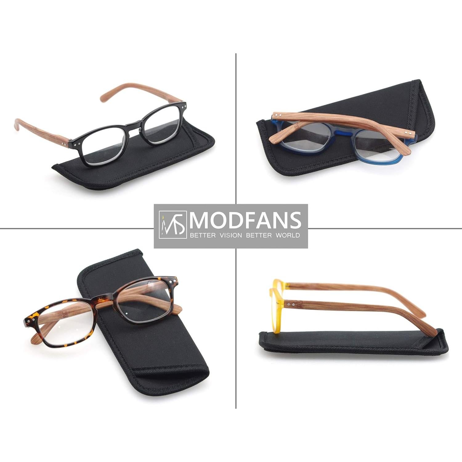 Gafas de Lectura MODFANS 4 Paquetes Estilo Madera 1.25x