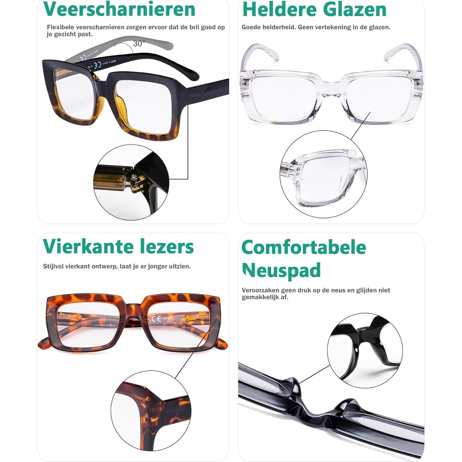 Gafas de Lectura Eyekepper 4 Paquetes Dama Cuadradas 2.75x