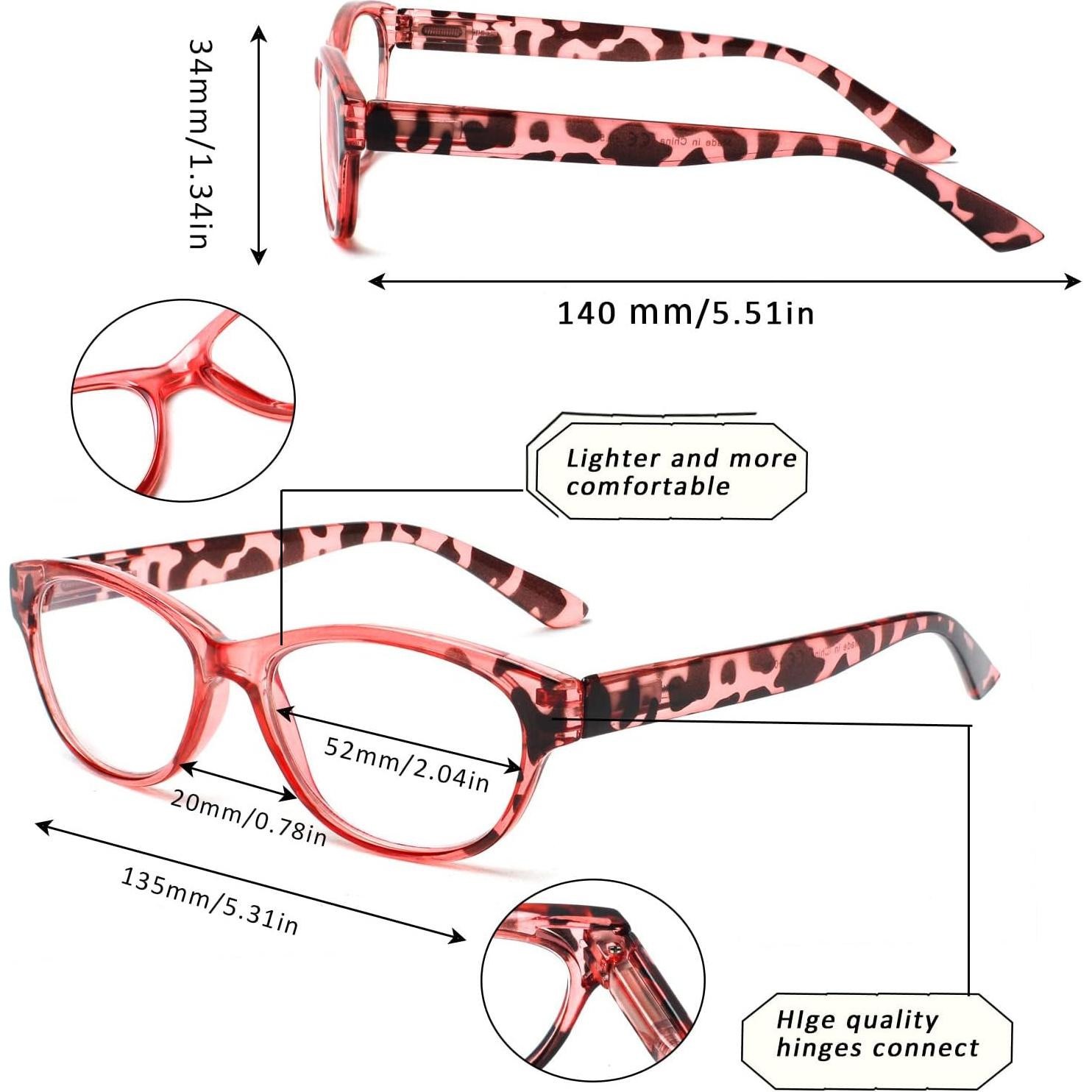Gafas de lectura Cat Eye SIGVAN 5 pares con luz azul
