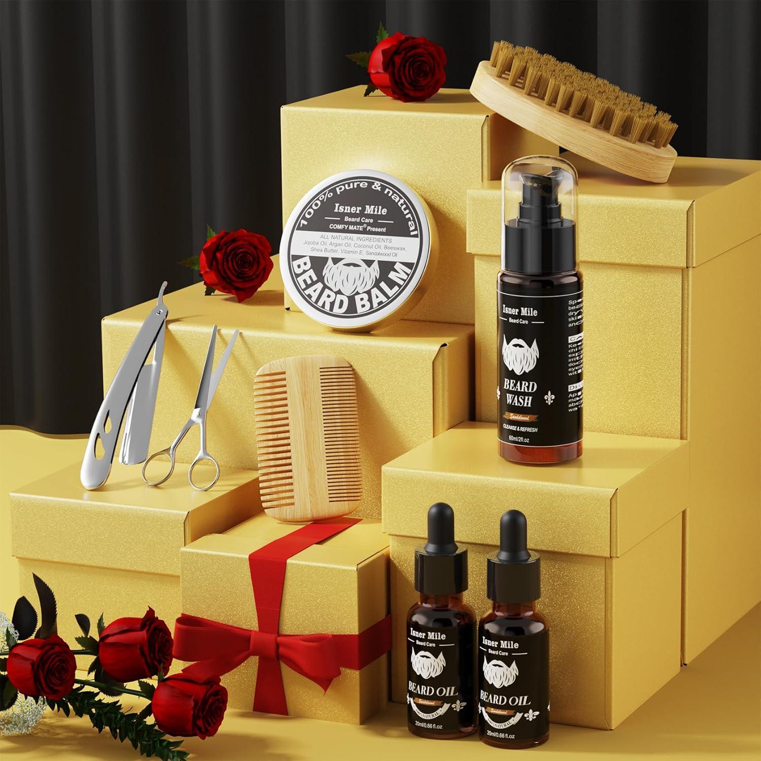 Kit de Barba Isner Mile con Champú, Aceite y Tijeras