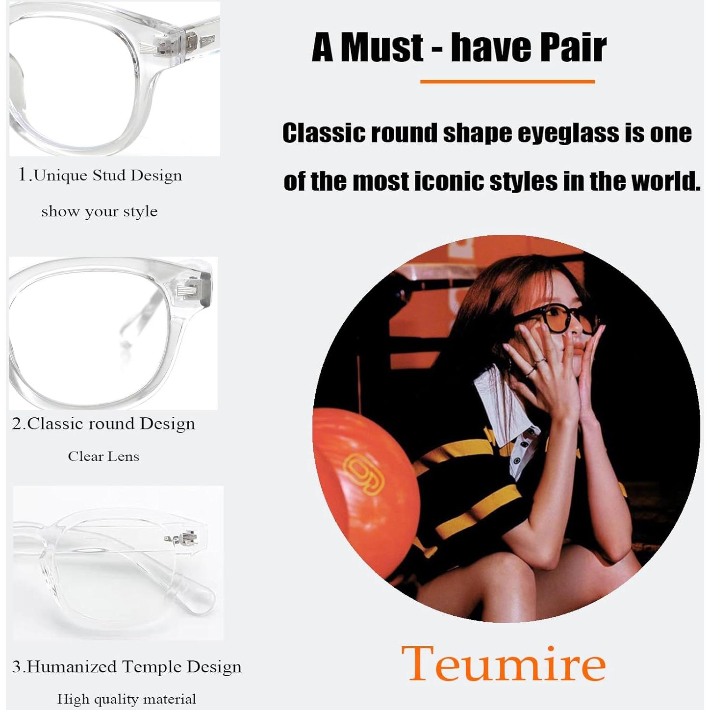 Gafas Redondas Johnny Depp Vintage Montura Gruesa Lentes Claros