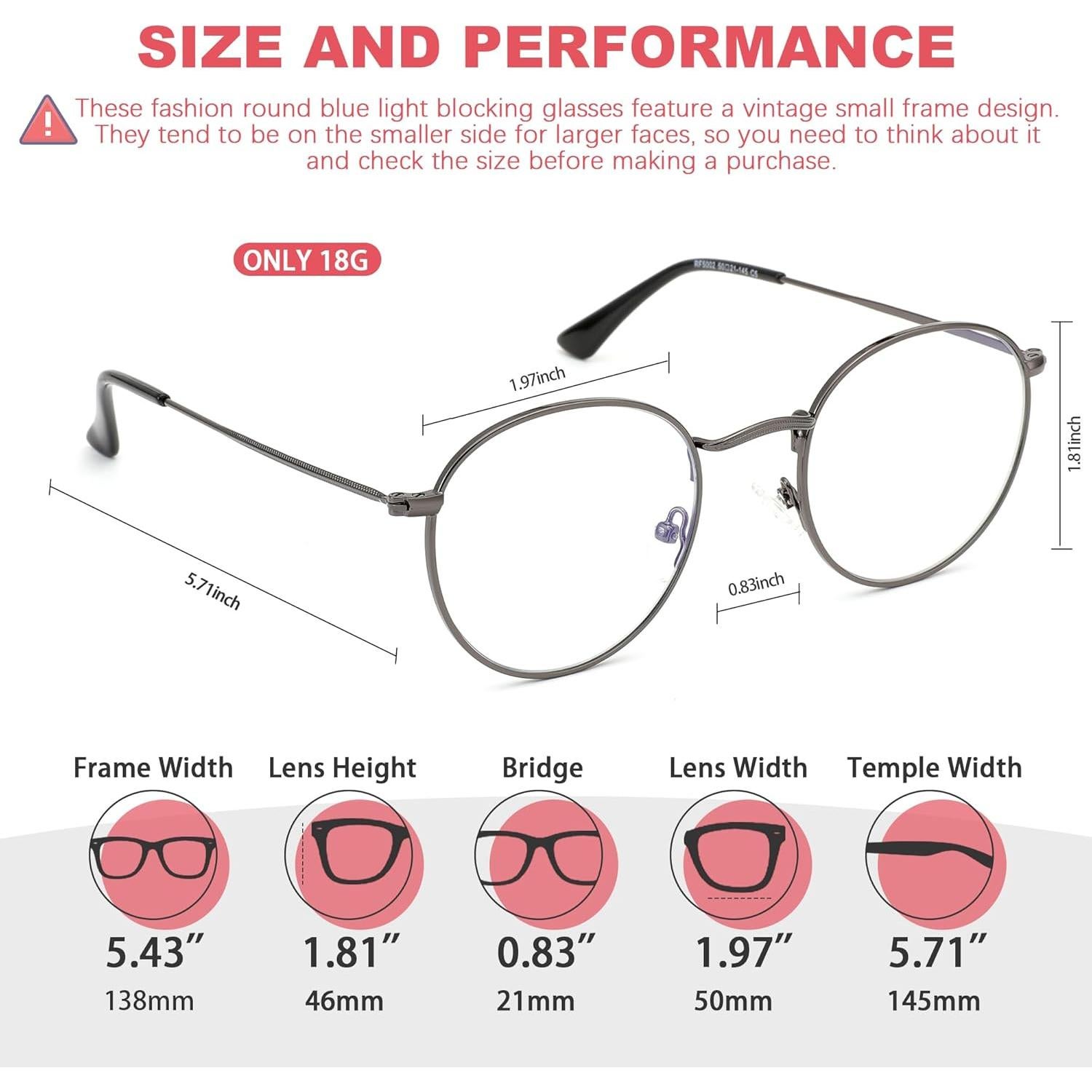 Gafas Redondas Anti Luz Azul RF5002 Metal UV400