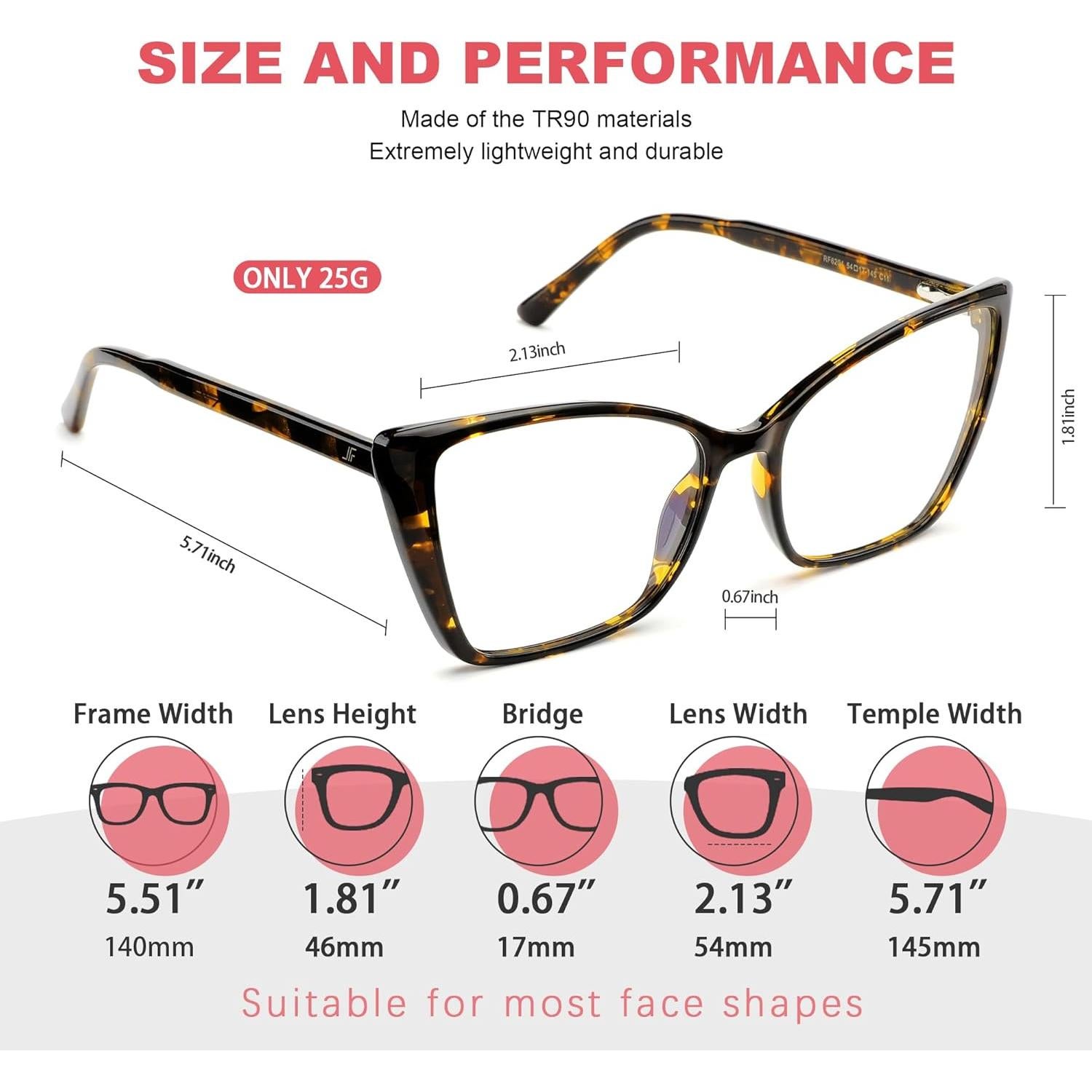 Gafas de Bloqueo Luz Azul JFXQDR RF6204 Mujeres Ojo de Gato