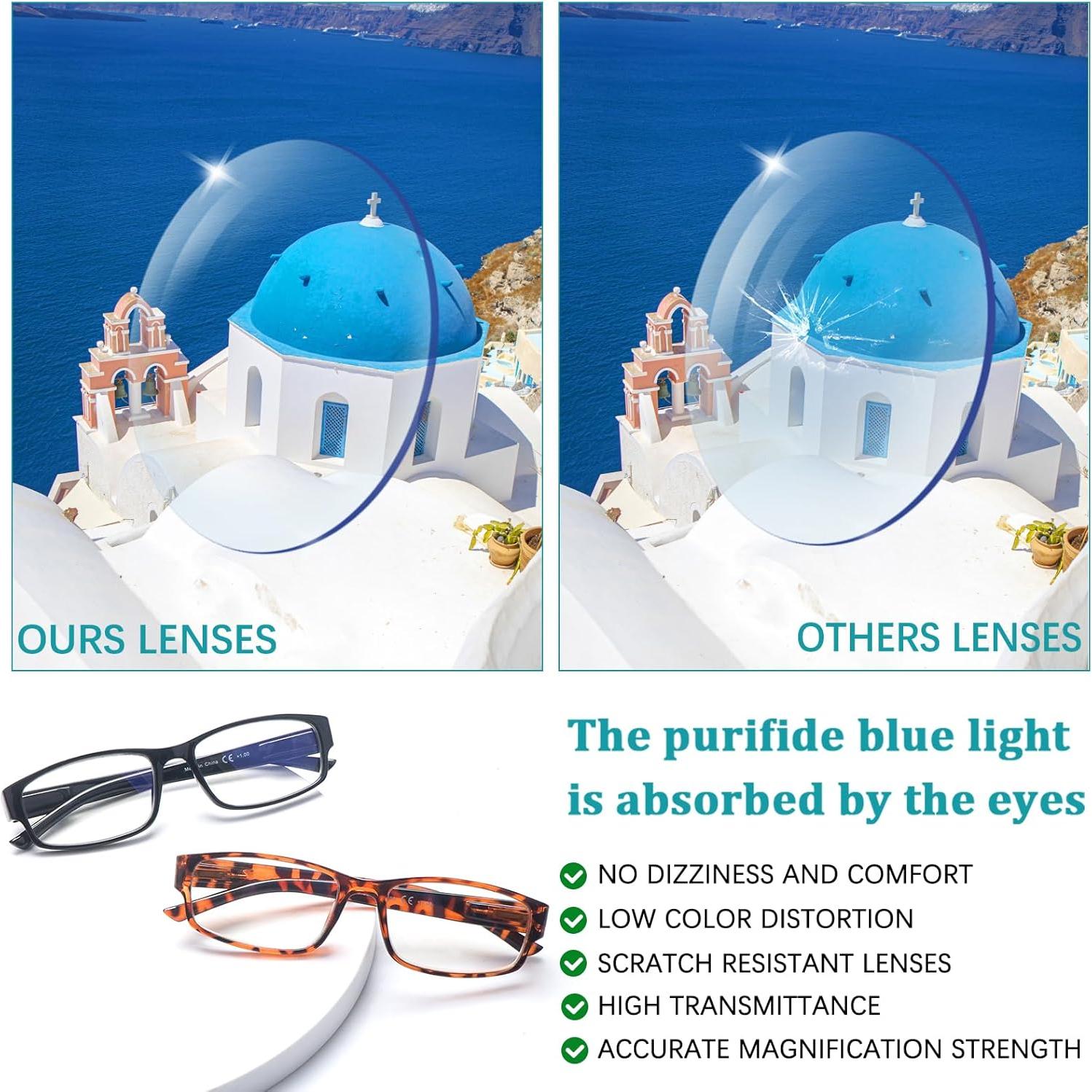 Gafas de Lectura VIDEBLA 6 Paquetes Anti Luz Azul UV400