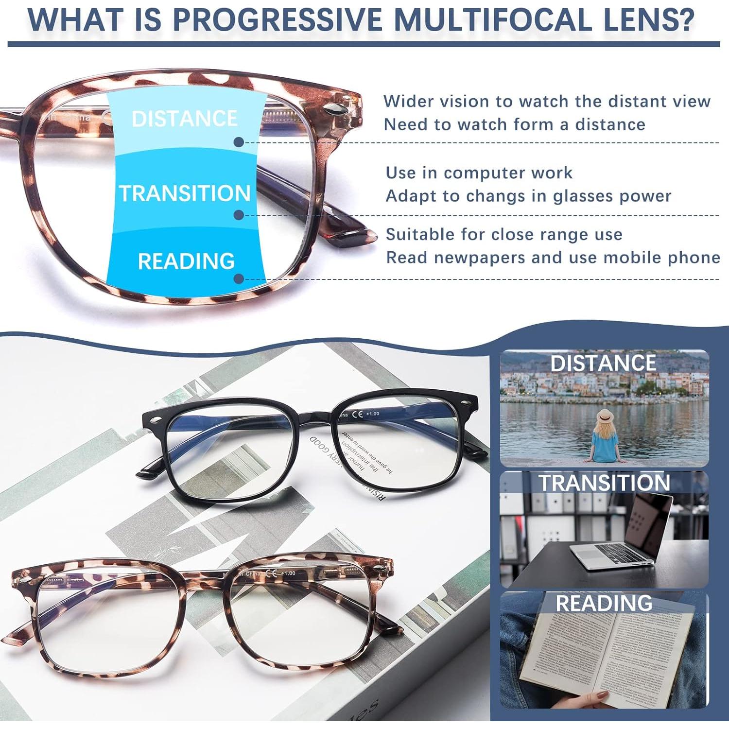 Gafas Progresivas Multifocales Anti Luz Azul Unisex