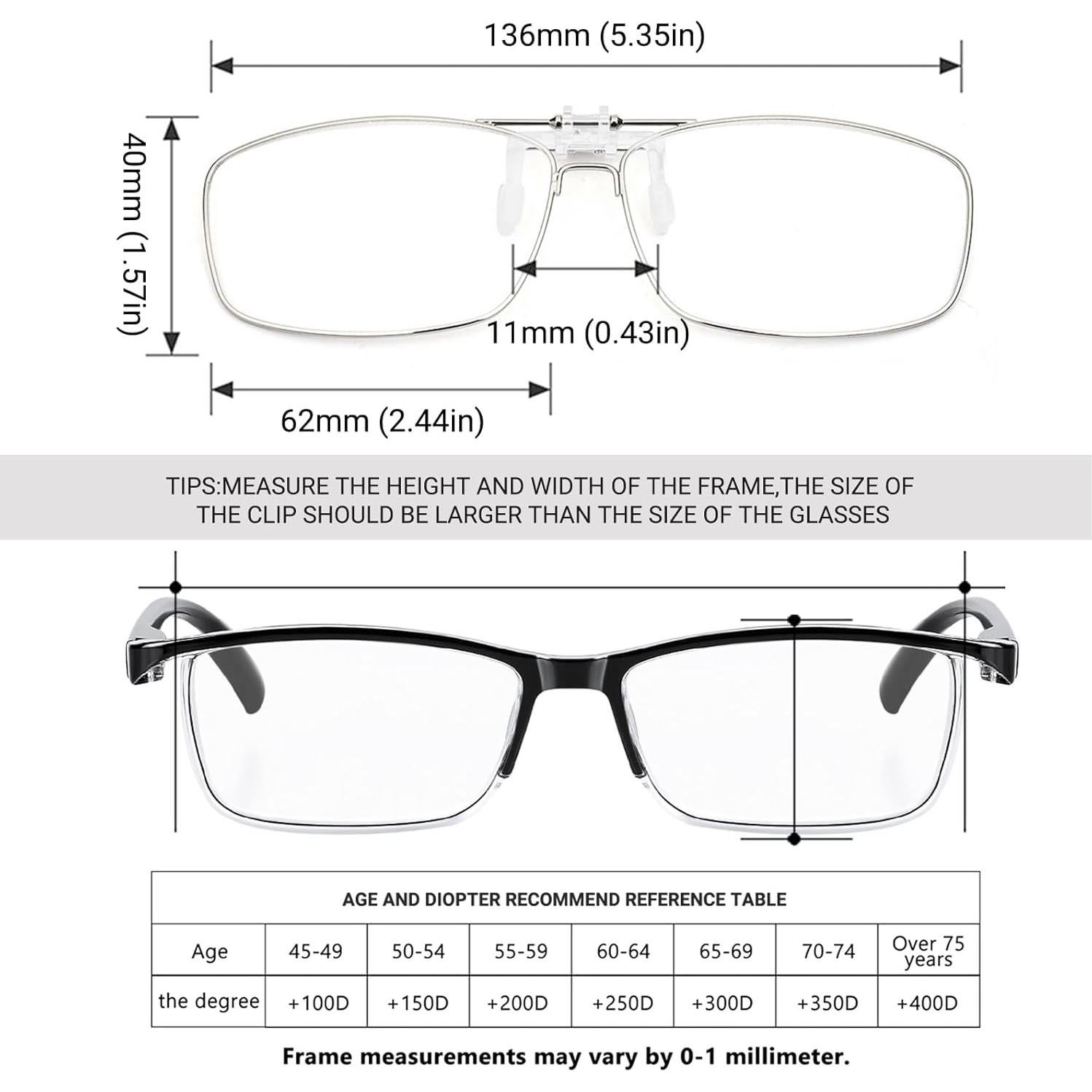 Gafas de Lectura Clip On TERAISE 3.0X Plegables HD