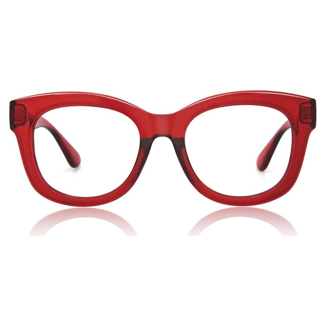 Gafas de lectura JiSoo 1.25x rojas para rostros anchos