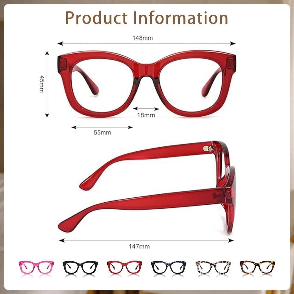 Gafas de lectura JiSoo 1.25x rojas para rostros anchos