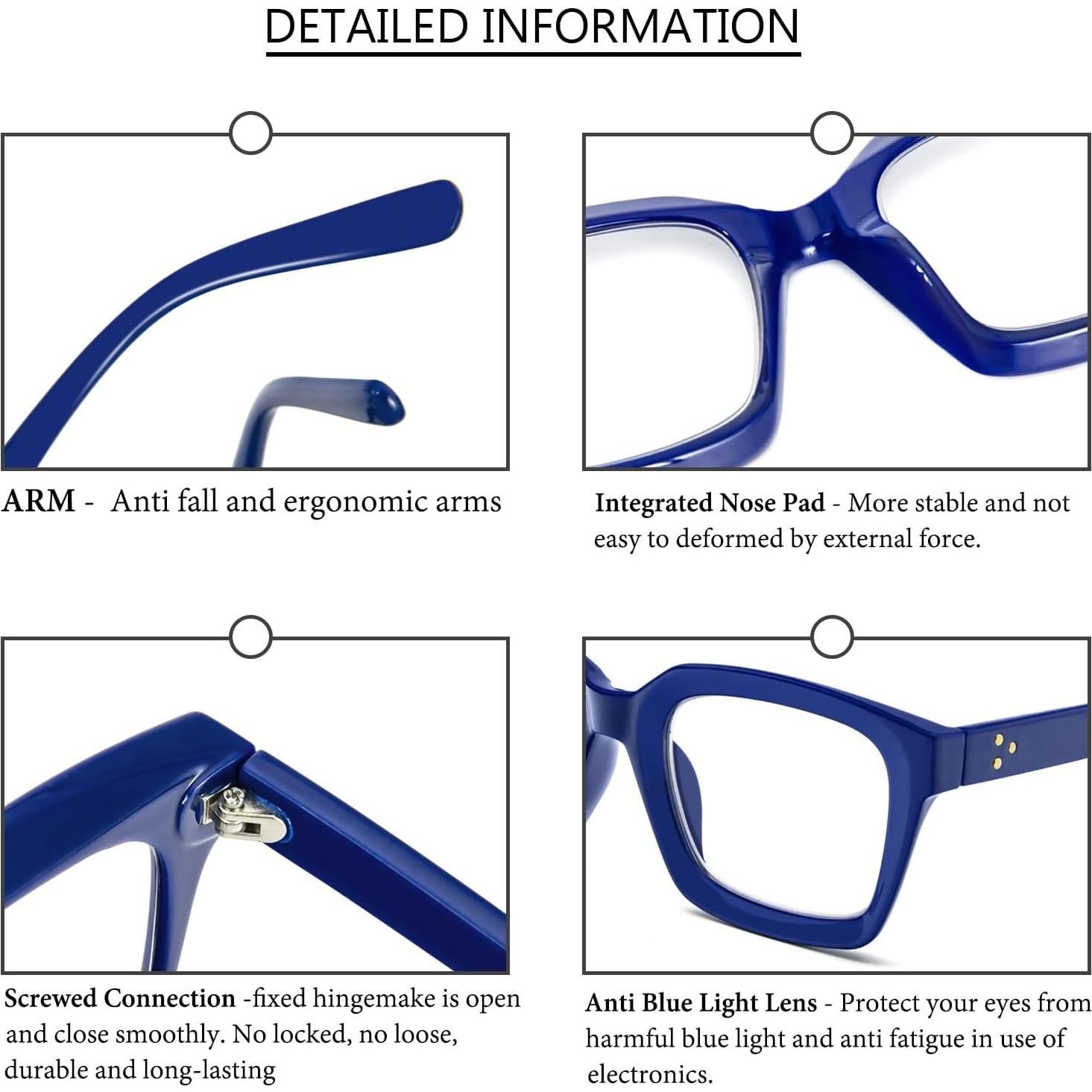 Gafas de lectura DXYXYO 1.5 bloqueadoras luz azul 3 pares