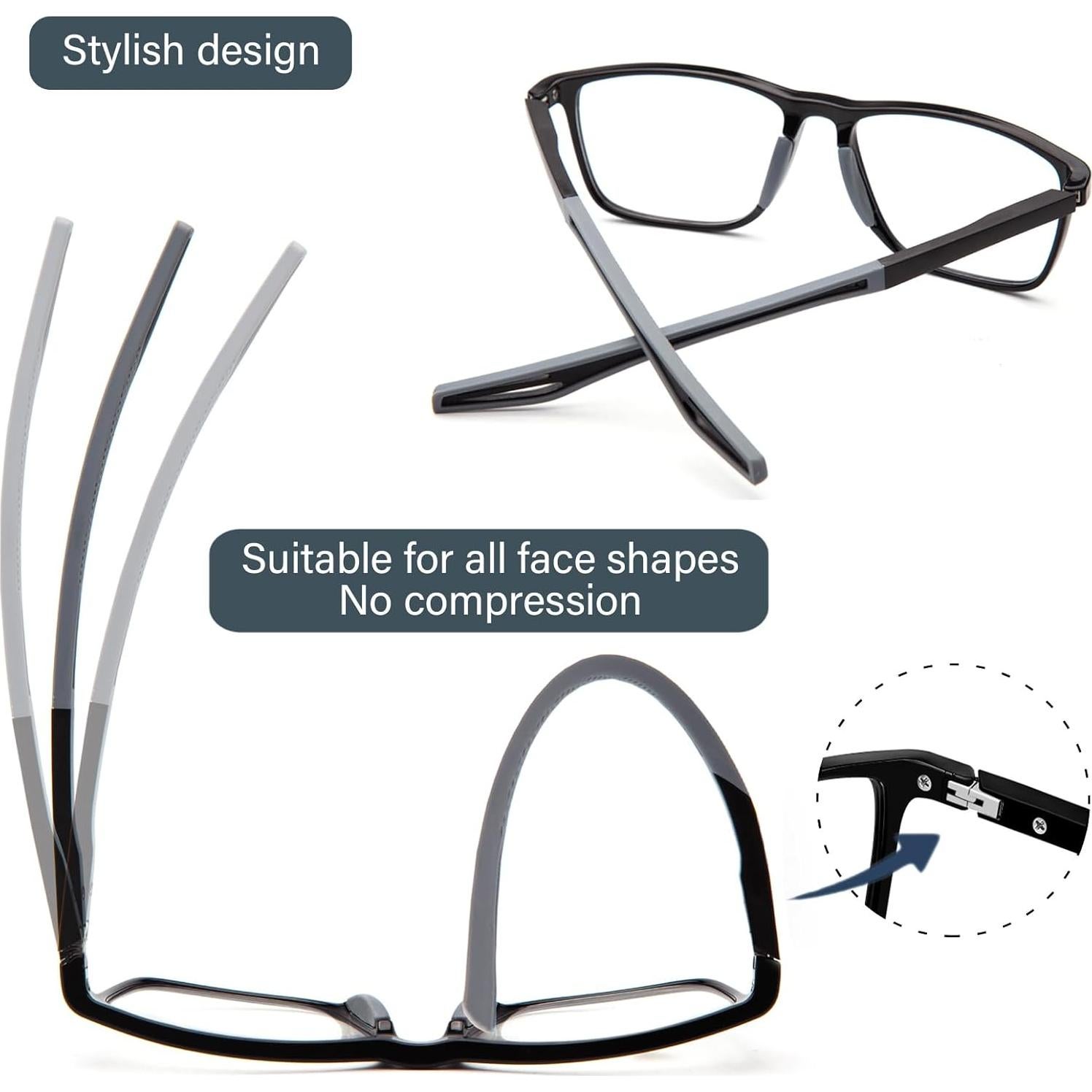 Paquete 2 Gafas de Lectura Hombres Marca Estilo Deportivo 1.5x