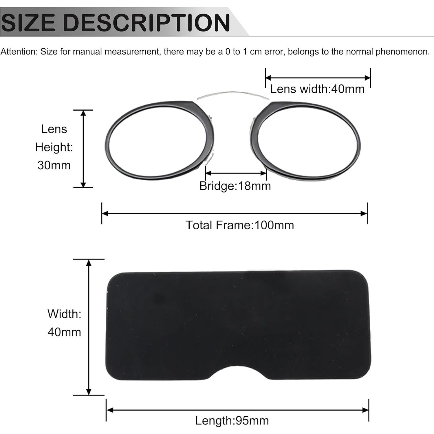 Gafas de Lectura Sin Patillas 3 Pares Clip Nariz 1.5x