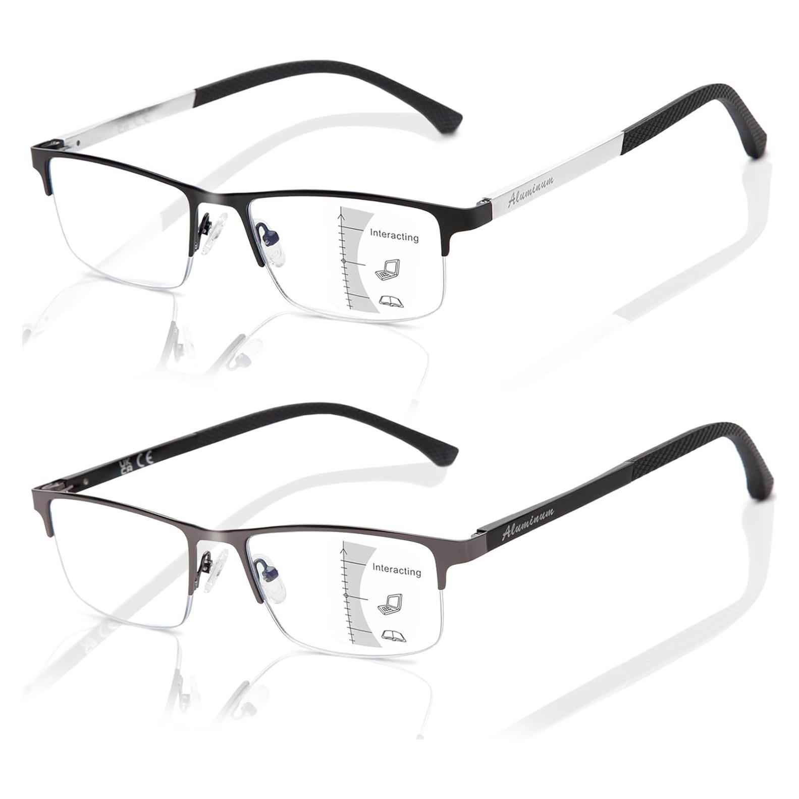 Gafas de Lectura Multifocal LianSan 2.25x Aluminio Azul