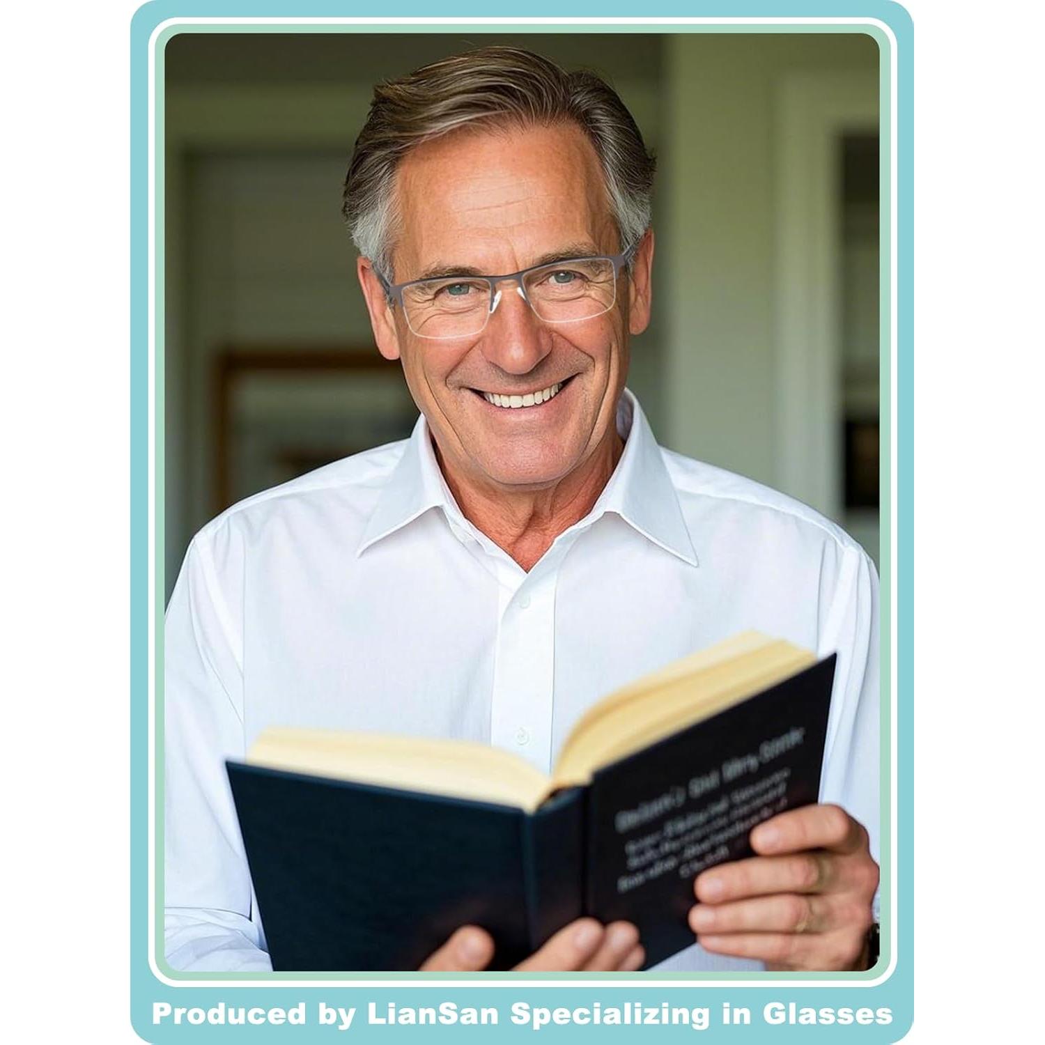 Gafas de Lectura Multifocal LianSan 2.25x Aluminio Azul