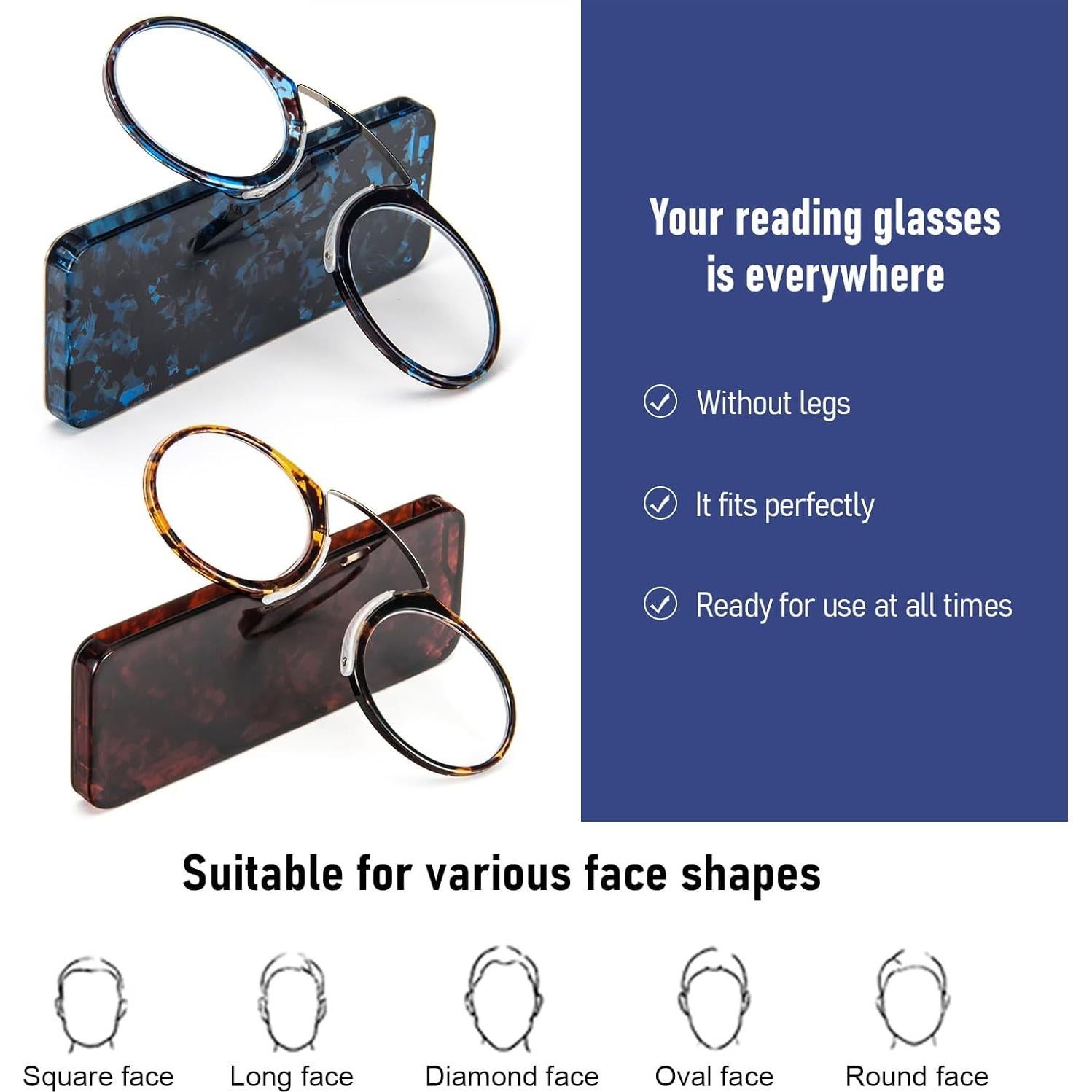 Gafas de Lectura DXYXYO Clip en Nariz 2 Paquetes +2.0