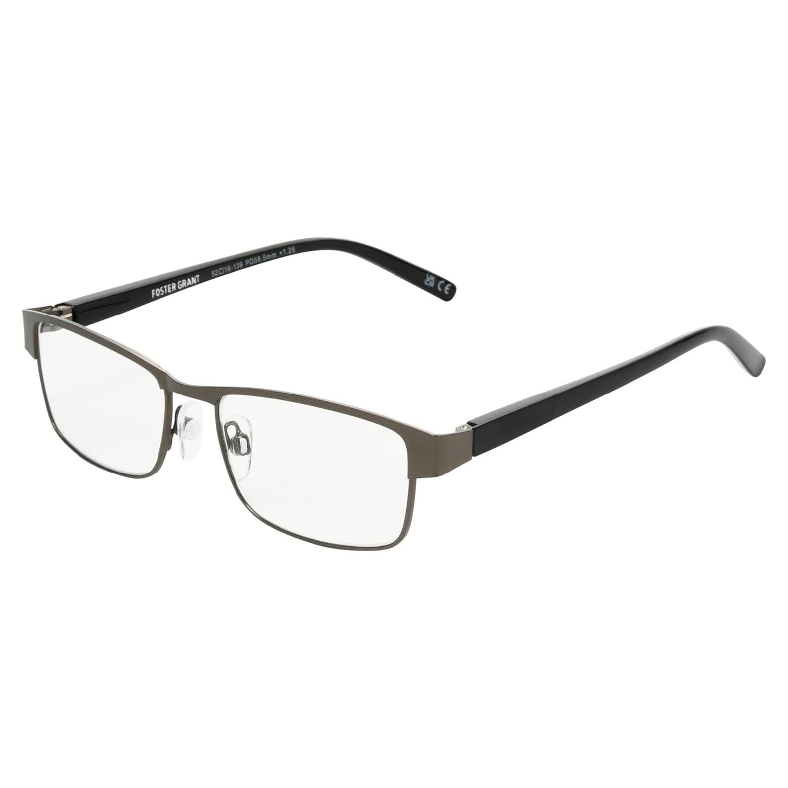 Gafas de lectura cuadradas Foster Grant Leo 2x Gunmetal