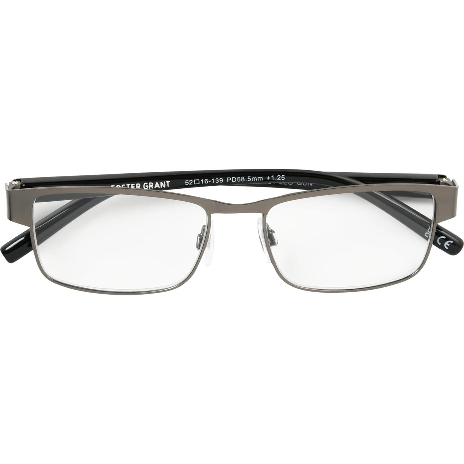 Gafas de lectura cuadradas Foster Grant Leo 2x Gunmetal