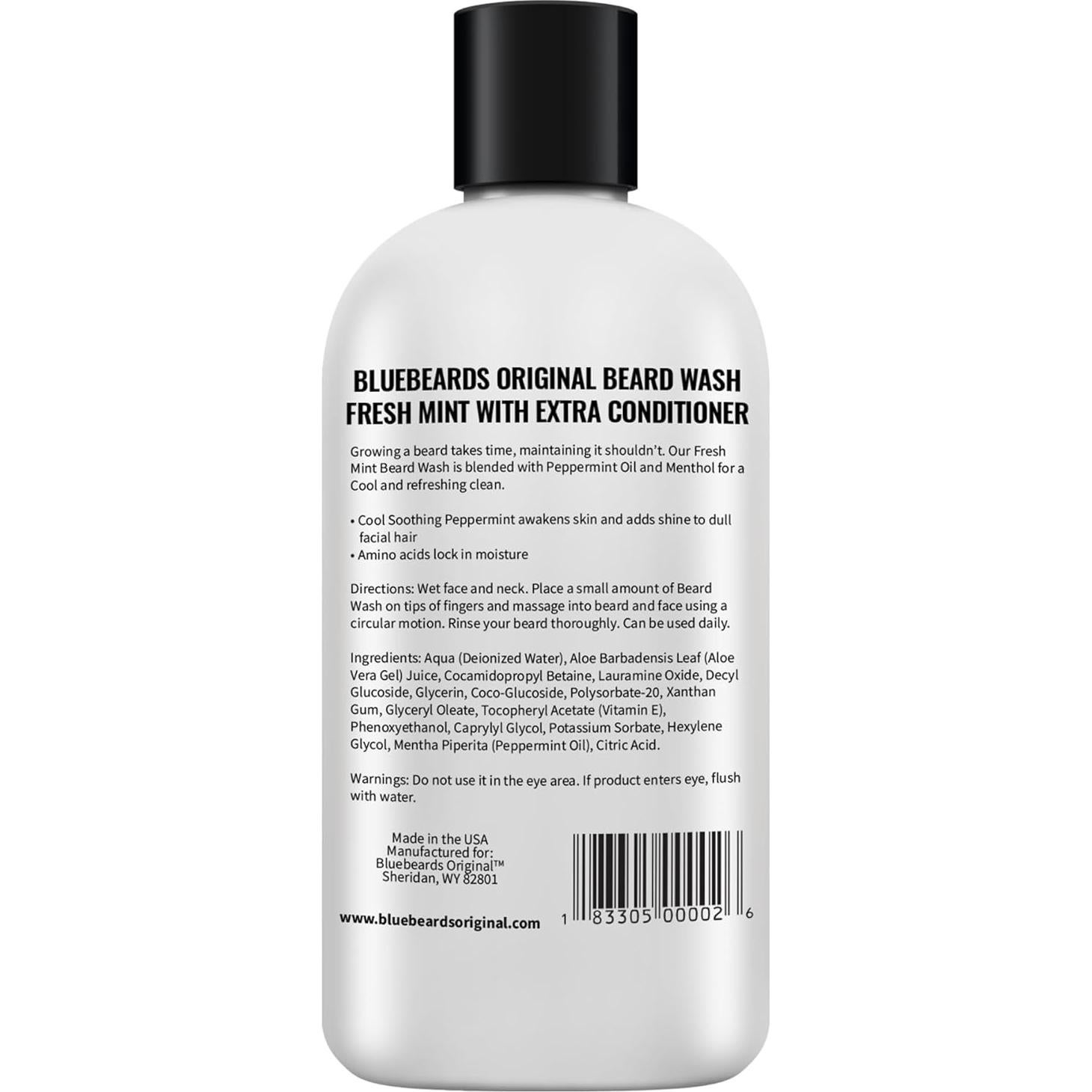 Lavado de Barba Menta Fresca Bluebeards 240 g - Suavizante