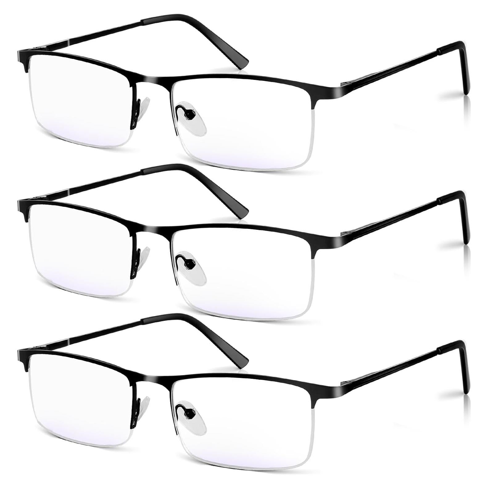 Paquete de 3 Gafas de Lectura Anti Luz Azul Metal Negro 1.0