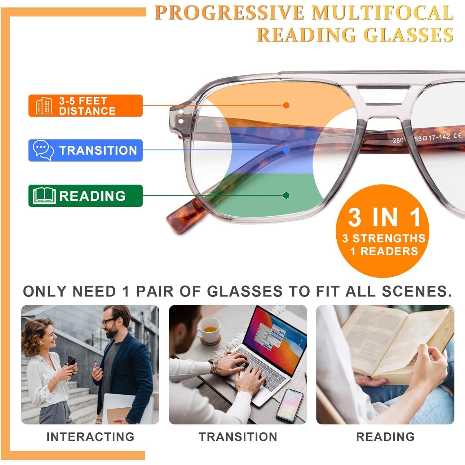 Gafas de lectura progresivas JO XL para hombres y mujeres