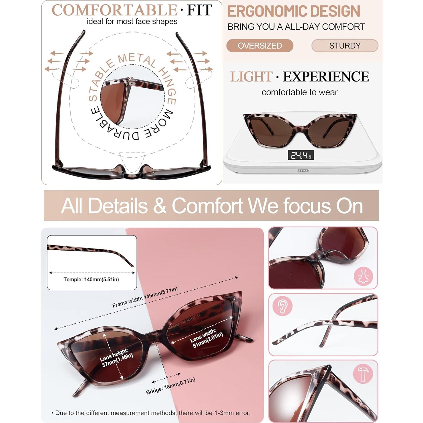 Gafas de Lectura Cat Eye MARE AZZURO 1.5x UV400 Mujeres