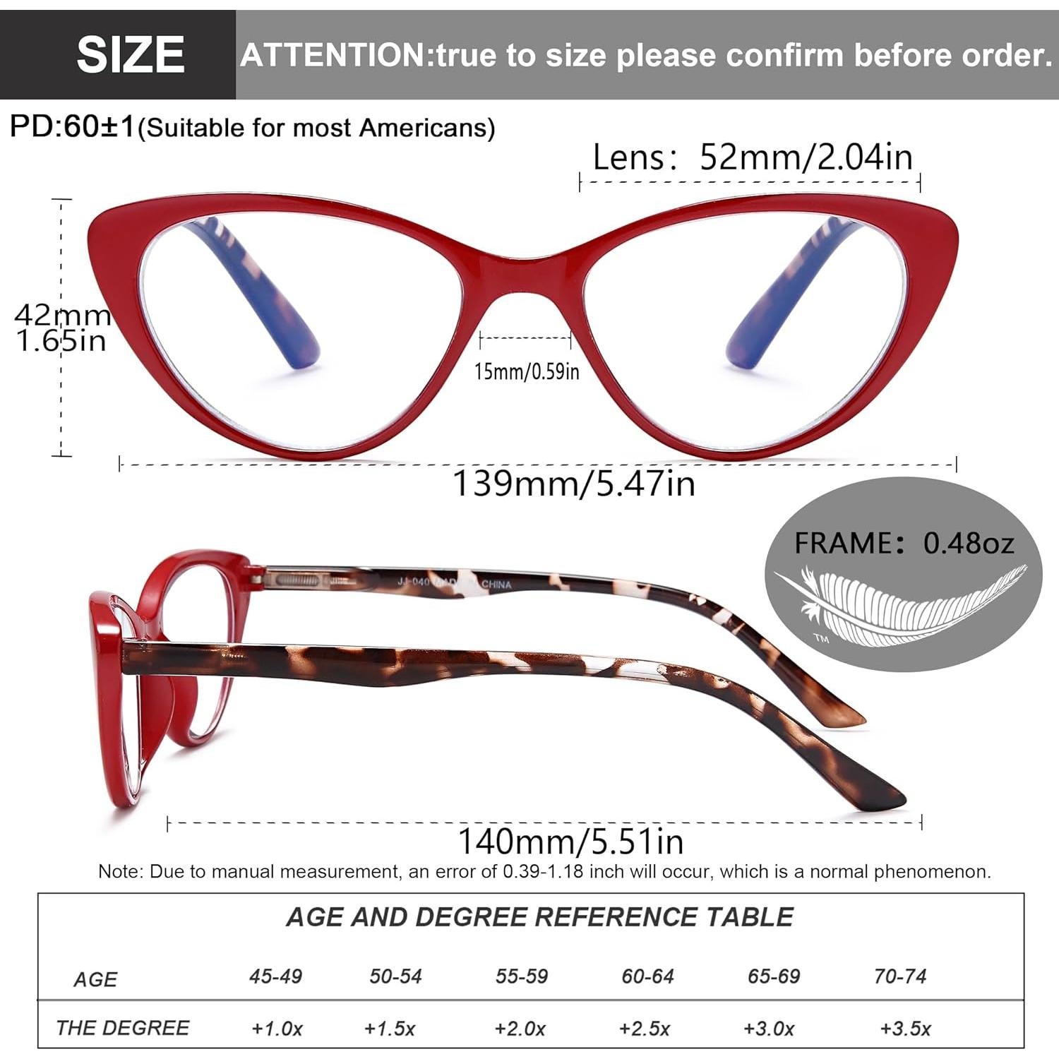 Gafas de Lectura EYEURL Ojo de Gato 4 Pares 4.0x Antirreflejo