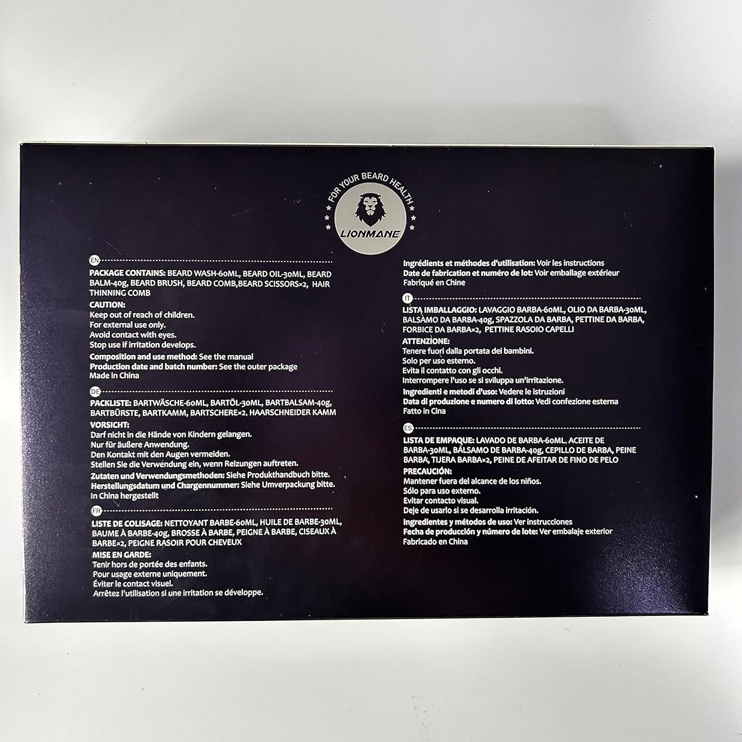 Kit de Cuidado de Barba Lionmane - Jabón, Aceite, Tijeras