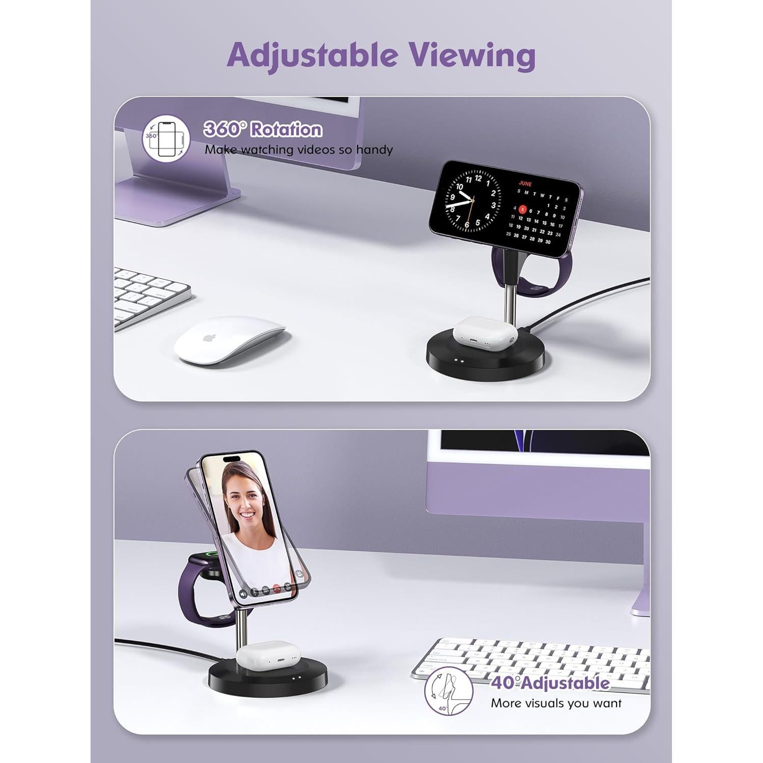 Estación de Carga Inalámbrica 3 en 1 Aeinidi para Apple