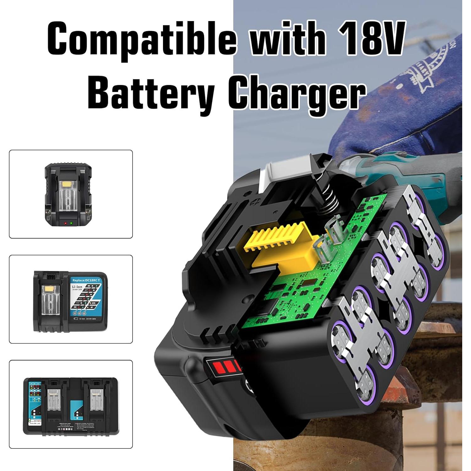 Batería de Reemplazo Litio 18V 6.0Ah Makita 2Pack con LED