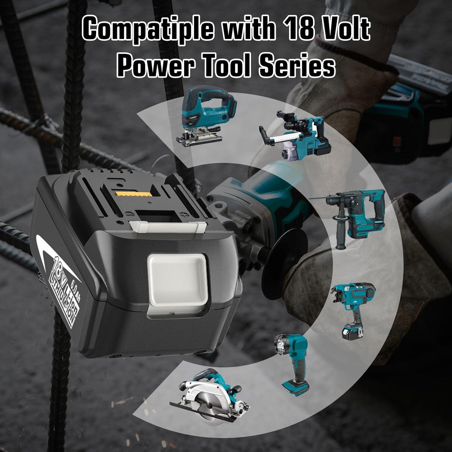 Batería de Reemplazo Litio 18V 6.0Ah Makita 2Pack con LED