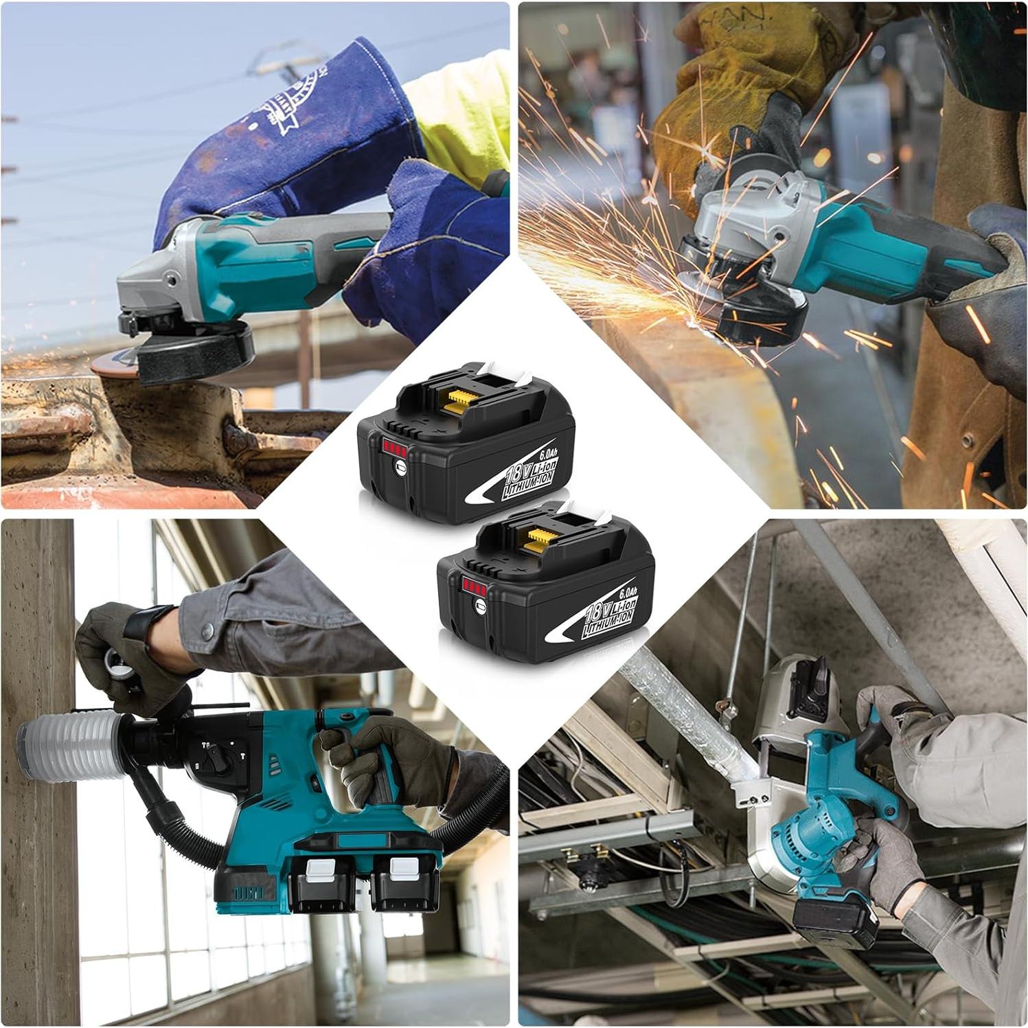 Batería de Reemplazo Litio 18V 6.0Ah Makita 2Pack con LED