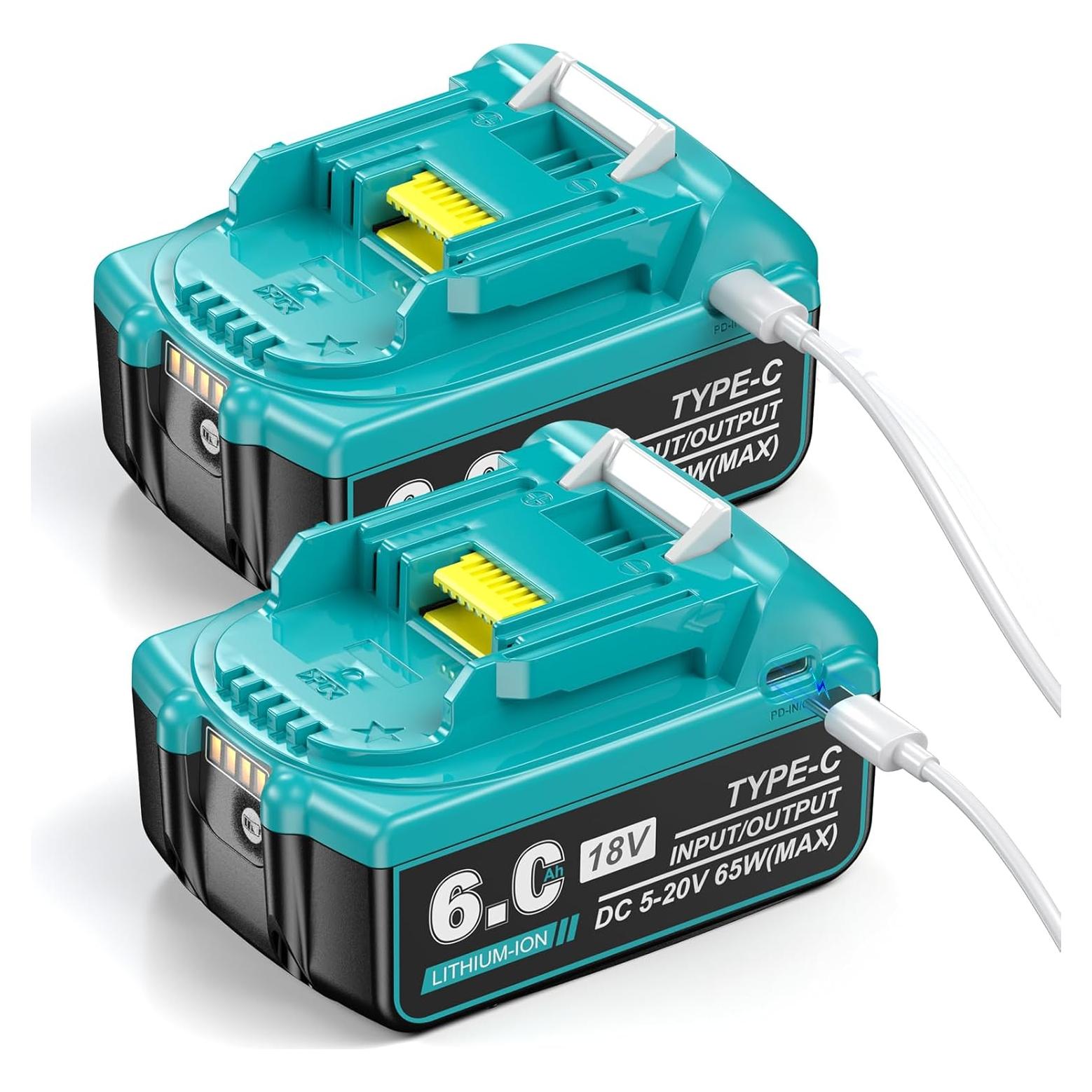 Batería de Reemplazo 18V 6.0Ah Makita BL1850 BL1840 2Pack